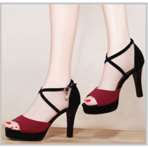 ASDTODW 여성 스트랩 샌들 가보시 힐 메일 스트랩샌들 힐