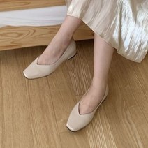 여성 낮은굽 구두 스퀘어 앞코 디자인 데일리 슈즈