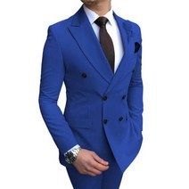 웨딩드레스 2부드레스 셀프웨딩드레스 남성용 비즈니스 패션 웨딩 수트 피스 세트 슬림 재킷 원피스 블레이저 코트 바지 단색 더블 브레스트, 96) royal blue - Asian 6XL is
