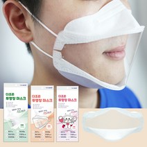 입투명마스크 입보이는 립뷰 입모양 립리딩 입술 입뚫린 결혼식 강사 수화 청각장애인 마스크, 더조은 투명창마스크 화이트/대형(1매)