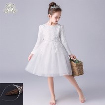 클로이샵 여아 레이스 긴팔 화동 드레스 발표회 연주회 의상+러블리티아라