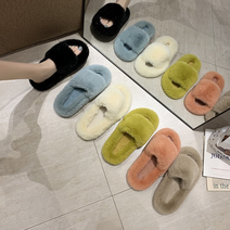 여성 겨울 보온 실내슬리퍼 층간소음 푹신한 거실화 밍크 퍼 고급 실내화 6컬러