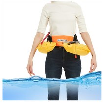 자동 수동 팽창식 허리 구명조끼 선상 민물 바다 낚시 레저 구명 벨트 라이프자켓, 블랙오렌지