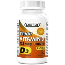 데바 비건 비타민 D 125mcg 5000IU 리첸 타블렛, 90개입, 1개