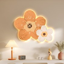 SAHINER 플라워 무소음 벽시계 LED 무드등, 42×50cm, 꽃