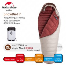 초경량 캠핑 침낭 네이처하이크 2022 90% Duck Down Sleeping Bag, 02 (420g)XL