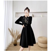 편안한 원피스 88 빅사이즈 77 66 다이아패턴 진주 원피스+스카프 세트