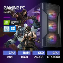 게이밍 조립 컴퓨터 16GB 240GB GTX1060 장착, 베놈블랙, 골드