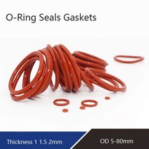 오링 두께 1 1.5 2mm 식품 등급 실리콘 O-링 OD 5-80mm 레드 링 와셔 개스킷 우수한 유연성578978, 5x1mm (50pcs)