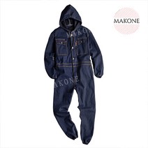 Makone 상표등록 청데님 후드 점프수트 조커팬츠 힙합 정비 캐주얼 작업복 Q1092608