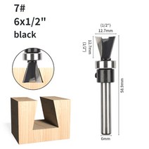 YUSUN-도브테일 비트 하단 베어링 라우터 포함 카바이드 커터 목재 페이스 밀 엔드 밀용 목공 밀링, [07] 6x12.7, 07 6x12.7