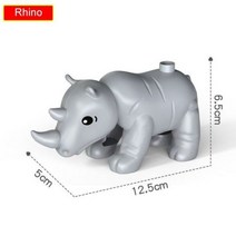 Big Size Animal Building Blocks Compatible Lego Duplo Accessories Figures Block Lion Panda DIY Brick, Rhino