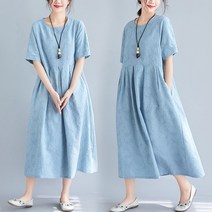 에쉐르 WAWAMOM(특허브랜드) 빅사이즈 여름 원피스 린넨원피스BFV024