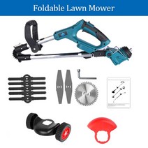 동력 제초기 풀베는 풀깎는 기계 예초기 잡초제거기 잔디 긴풀 깍기 makita 18v 배터리 조절 가능한 전기 트리머 액세서리 정원 가지 치기 도구에 대한 휴대용 전기 접이식, 잔디 깎는 기계 세트 1