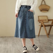 청치마 코디 머메이드 롱청치마 캉캉 데님 스팽클 흑청 미니 미디 여름 여성 패션 단순