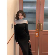 니트레이어드원피스 봄여름 뉴타입 햅번스타일 티타임 공주 빈티지 니트 원피스 이너 날씬해보이는 병접연결 롱스커트