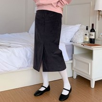 박남매 / 체리턴 골덴 앞트임 포켓 롱스커트 P000BKUL