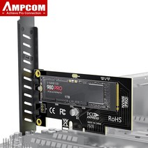 컴퓨터부품 노트북부품 ampcom m.2 nvme ssd - pcie 4.0 어댑터 카드 데스크탑 pc용 64gbps ssd pcie 4.0 x4 확장 카드 pci-e gen4, nvme 어댑터