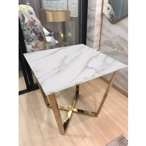 임스테이블 유스풀 높은소파테이블 밥상 좌식책상 손님상 부엌 방 가정용 가구 크기 75x75x75cm에 대한 대리석 상단 골드 스테인레스 스틸 다리가있는 사각형 식탁, 75x75x75cm