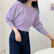 [VY] 여자 롱슬리브 보러색 하찌 U넥 니트