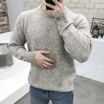 용된다 남자 겨울 빅사이즈 보카시 라운드 니트