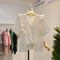 핑크피그 미니 플라워 콩단추 블라우스(PPA22BL1183)