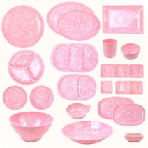 뉴트로 마블 멜라민 분식 그릇 안깨지는 캠핑용 피크닉 접시 면기 핑크 블루 16종 4color, 8. 칸종지, 그린