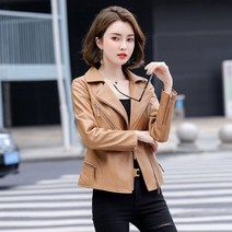 여성 양가죽 자켓 라이더 램스킨 바이커 가죽 카라 모토 코트 슬림 절개 긴팔 양피