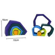 나무 무지개 블록 몬테소리 장난감 나무 블록 페그 인형 브리지 레인보우 스톤 아기 장난, 5pcs stone