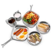 사각 코펠세트 캠핑 야영 등산 스텐레스 피크닉 도시락, 실버