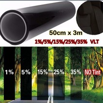 썬팅필름 1% 5% 15% 20% 35% VLT 검정색 자외선 방지 스크래치 자동차 용 윈도우 50cm X 3m 색조 필름 착색 롤 키트, 03 15Percent