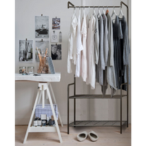 멀티 스탠딩 옷걸이 드레스룸 원룸 오피스텔 좁은방 자취 사무실 모자 선반형 행거 옷장, 멀티행거 브라운