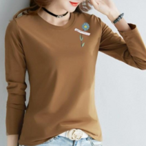 데이홀릭 여성 가을 라운드넥 데이지 레터링 긴팔 티셔츠 긴소매