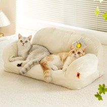 강아지 포토존 고양이 의자 클라우드 소파 꽃방석 침대 가구 소형견 중형견, 젠틀크림-싱글사이즈