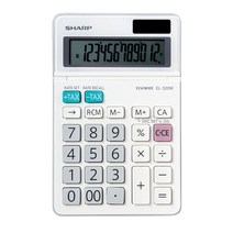 샤프 전자계산기 EL-320W 12자리 태양열 계산기 사무용, 화이트