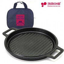 FJV961976키친아트 원형 그릴팬 23cm 그릴 불판 캠핑 전용가방, 라운드그릴팬(일반)