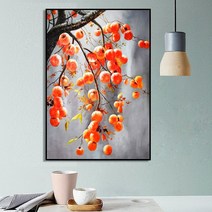 JINGHENG 고급 감나무그림 감그림 생기 캔버스 과일 인테리어 장식, 디자인 24_35x50