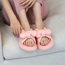 브이와이 여자 귀여운 말랑말랑 무지개 통통 리본 슬리퍼