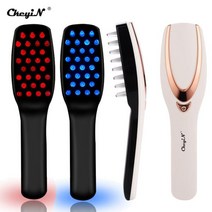 두피 마사지기 광선 요법 LED 가벼운 머리 성장 빗 진동 헤드 마사지 브러시 USB 충전식 두피 탈모 치료 스, 한개옵션0