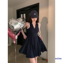 테니스원피스 브이넥 민소매 피케원피스 플리츠 배드민턴 카라