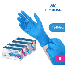 MAXUM [맥섬]식품용니트릴장갑4.5 UP!!! 고중량(400매)맥섬피스 직접제조(미국 수출경험 제품 정부납품경험 한국기업직접 공장운영) 국산원재료 NO합성원료, 블루400매S