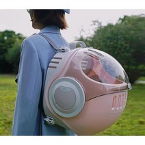 고양이 백팩 기내용가방 강아지 소형견 우주선 포대기 차량용 반려동물, 핑크