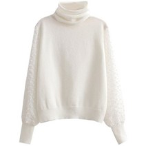 자라 ZARA 스타일 니트스웨터 스타일 패션 여성 스트레이트 폴라 화이트풀오버