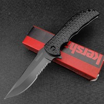 Kershaw 3650 볼트 II 보조 접이식 포켓 나이프 속도 안전 8Cr13Mov 블레이드 나일론 웨이브 섬유 핸들 플리퍼 자기 방어, 01 Black Serrated Blade