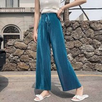 리플리 찰랑 플리츠 여름 와이드 밴딩 팬츠 바지 주름 냉장고 통바지