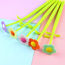 근이몰 24종류 예쁜 볼펜 선물 실리콘 중성펜(0.5mm), 꽃위무당벌레화이트