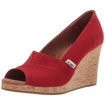 TOMS 여성용 클래식 에스파드리유 웨지 샌들 천연 크로스해치 자카드. 5.5