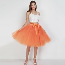 볼륨스커트 레더 울미니 울플리프 7 레이어 65cm 무릎 길이 투투 얇은 명주 그물 치마 여자 높은 허리 탄성 주름 스커트 웨딩 들러리 볼 가운 스커트