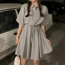 에브리바레 [원피스] L-4XL 라리가 러블리 카라넥 데일리 스트링 여성 빅사이즈 반팔 원피스