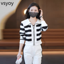 VSYOY 코튼 네이비 칼라 코트 와이드 레그 팬츠 정장 여성의 2023 봄 새로운 통근자 바람 느슨한 캐주얼 스포츠웨어